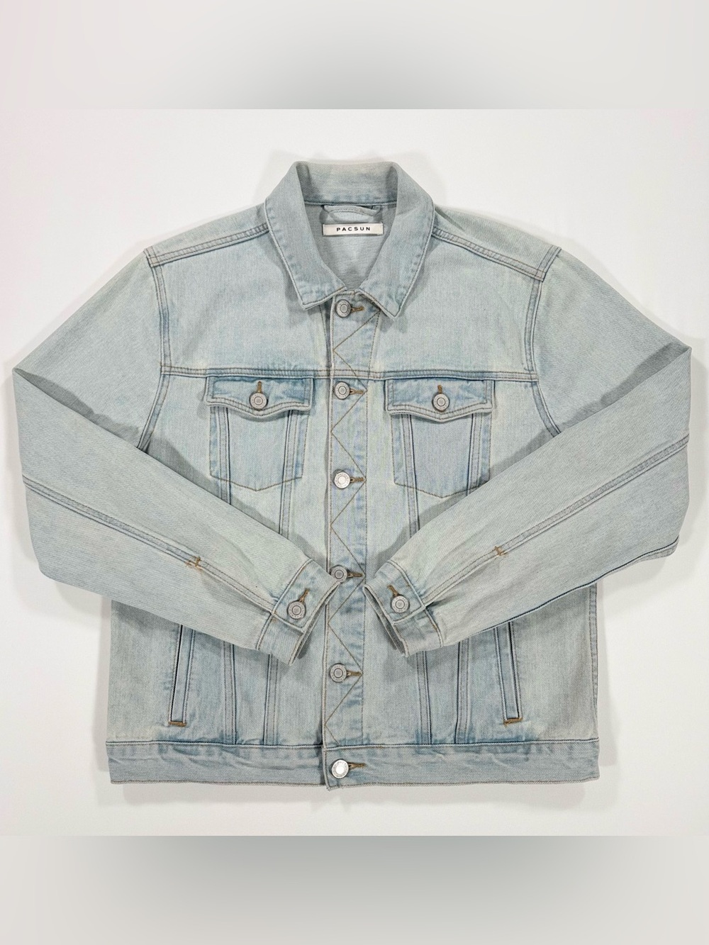 PacSun Light Wash Blue Denim Jacket Mens Medium M Trucker Grunge Skate Y2K